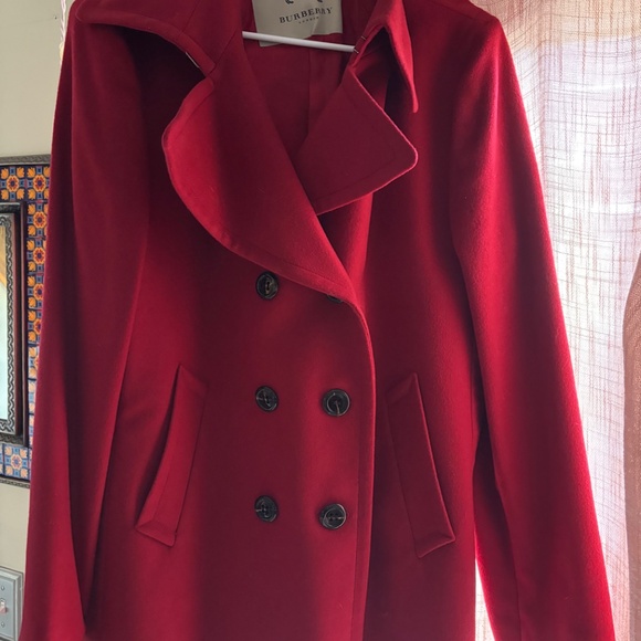 Red Burberry Peacoat XL - Picture 2 of 10